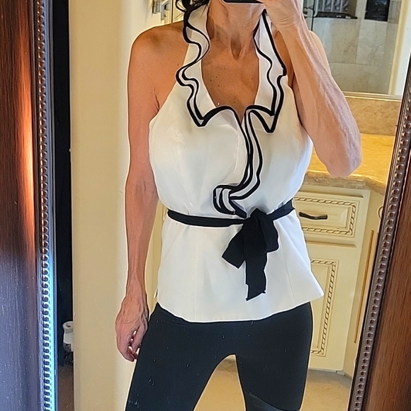 *White House Black Market Chiffon-style halter top, Sz 8 - Picture 4 of 16
